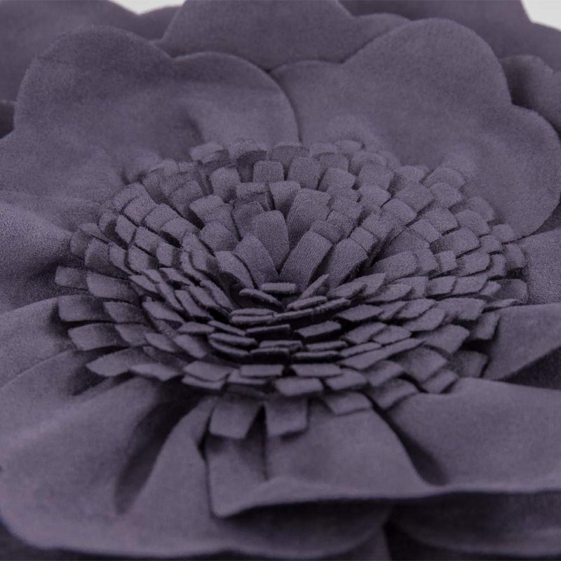 JWH Stereo Flower Throw Pillow Cover Decorative Floral Pillow Case Round Cushion Handmade Pillowcase for Home Bed Couch 14 Inch Grey Purple - Image 4